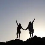 against light, summer, silhouette, children, together, collaboration, people, nature, sunset, sunlight